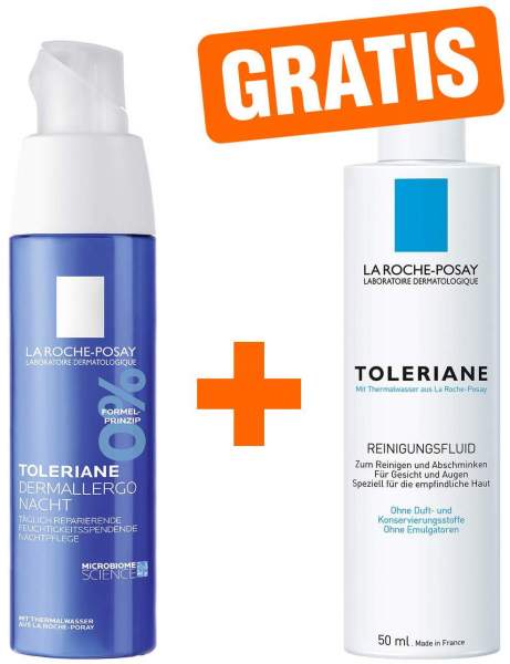 La Roche Posay Toleriane Dermallergo Nachtcreme 40 ml + gratis Toleriane Reinigungsfluid 50 ml
