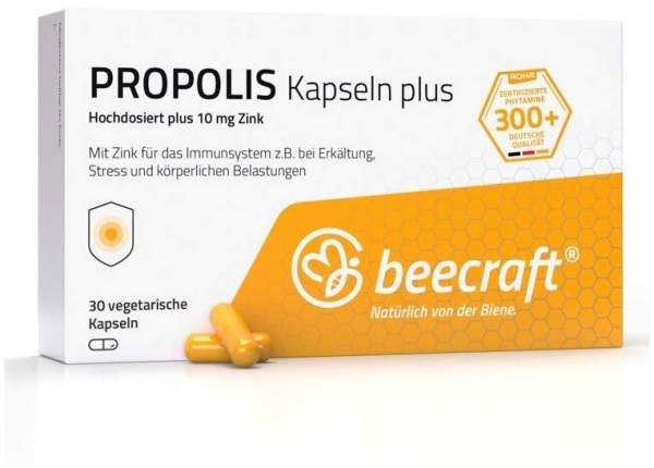 Beecraft Propolis Kapseln Plus 10 mg Zink 30 Stück