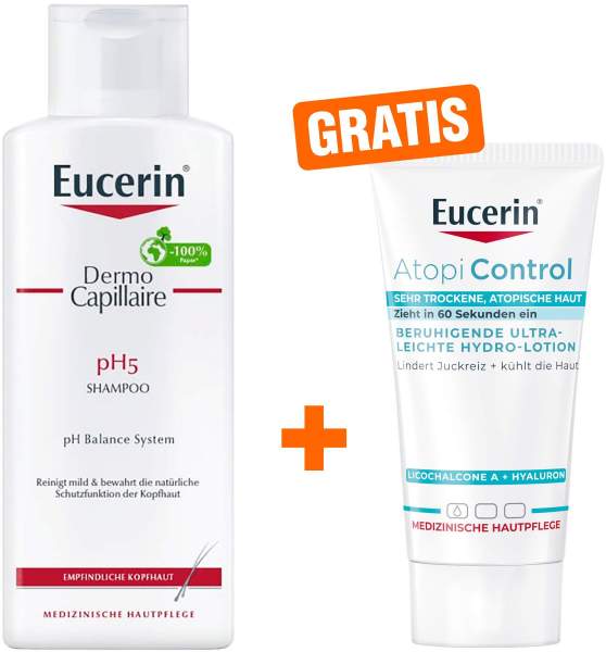 Eucerin Dermo Capillaire pH5 Shampoo 250 ml + gratis AtopiControl Hydro-Lotion 20 ml