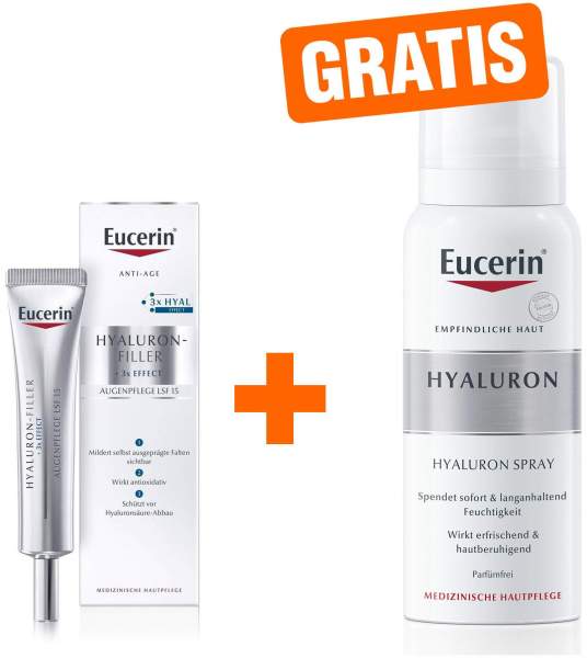 Eucerin Anti Age Hyaluron Filler Augenpflege 15 ml + gratis Anti Age Hyaluron Spray 50 ml