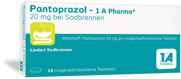 Pantoprazol 1A Pharma 20 mg 14 Tabletten bei Sodbrennen