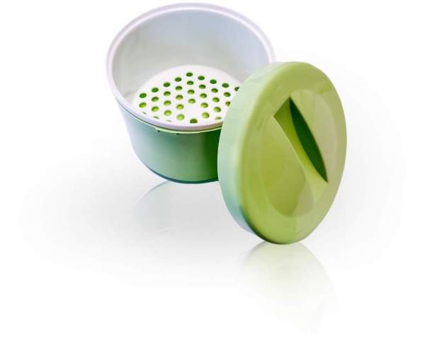 Prothesenbehälter Kunstoff Deckel und Einsatz Grün 1 Stück