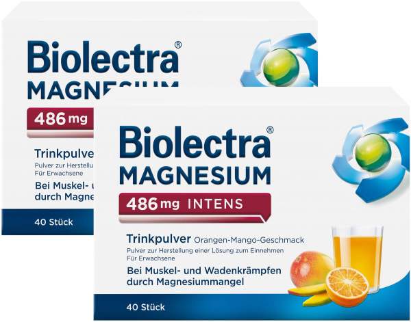 Biolectra Magnesium 486 mg intens Trinkpulver Orange-Mango 2 x 40 Stück