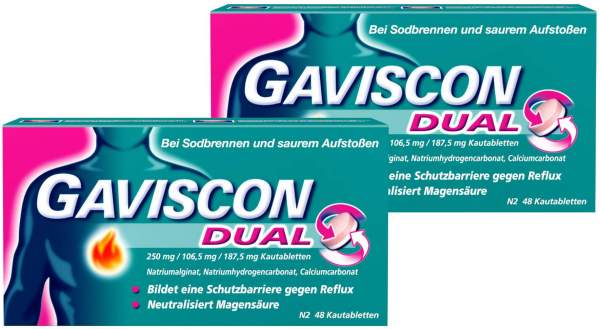 Sparset Gaviscon Dual 250 mg - 106,5 mg - 187,5 mg 2 x 48 Kautabletten