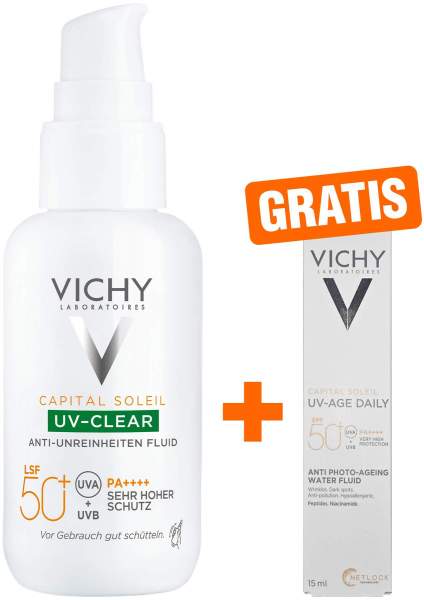 Vichy Capital Soleil UV-Clear LSF 50+ 40 ml + gratis Vichy Capital Soleil UV-Age Daily LSF50+ 15 ml