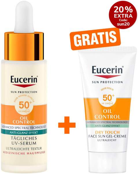 Eucerin Sun Oil Control Face Tägliches UV-Serum LSF 50+ 30 ml + gratis Eucerin Sun Gel-Creme Oil Control 20 ml