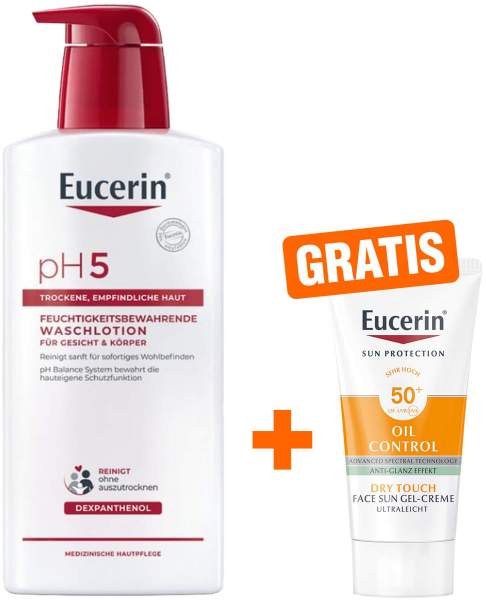 Eucerin pH5 Waschlotion 400 ml mit Pumpe + gratis Eucerin Sun Gelcreme Oil Control 20 ml
