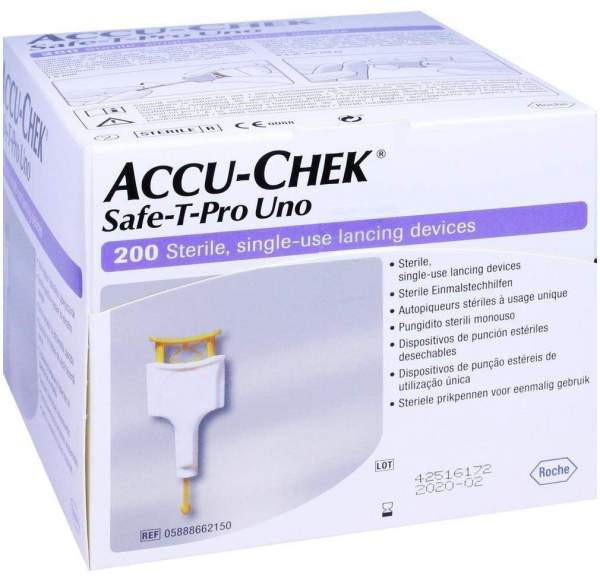 Accu Chek Safe T Pro Uno II 200 Lanzetten