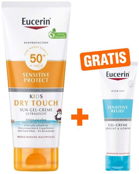 Eucerin Sun Sensitive Protect Kids LSF 50+ 200 ml Gel-Creme + gratis Sensitive After Sun 50 ml