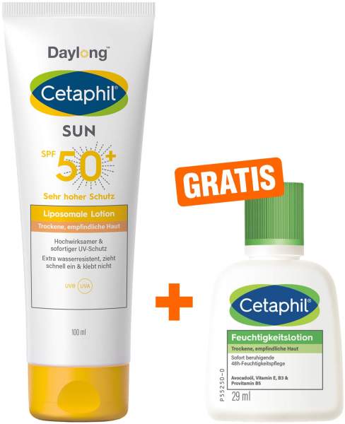 Cetaphil Sun Daylong SPF 50+ lipo. Lotion 100 ml + gratis Feuchtigkeitslotion 29 ml