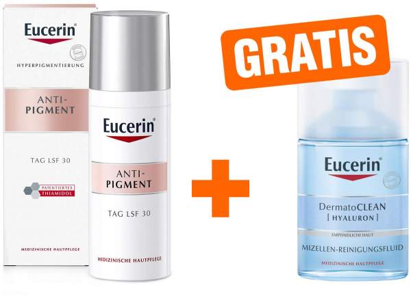 Eucerin Anti - Pigment Tagespflege LSF30 50 ml Creme + gratis Dermatoclean Mizellen Reinigung 100 ml