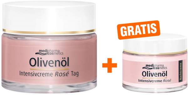 medipharma cosmetics Olivenöl Intensiv Rose Tagescreme 50 ml + gratis Intensiv Rose Nachtpflege 15 ml