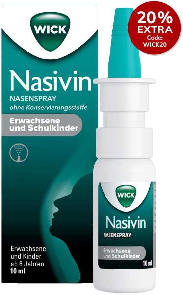 Wick Nasivin Nasenspray ohne Konservierungsstoffe Erwachsene und Schulkinder 10 ml