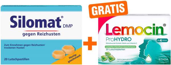 Silomat DMP Lutschpastillen Honig 20 Stück + gratis Lemocin ProHydro 20 Lutschpastillen