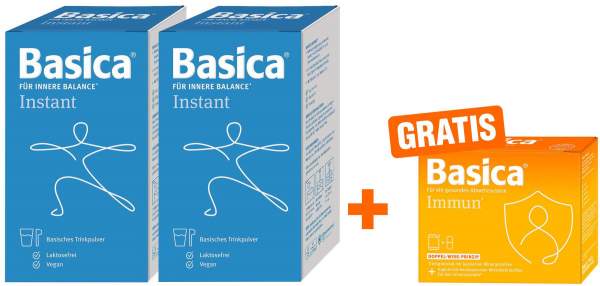 Basica Instant 2 x 300 g Pulver + gratis Basica Immun Trinkgranulat + Kapsel 7 Stück