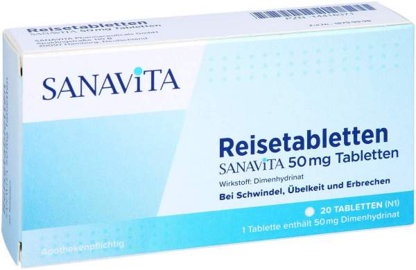 Reisetabletten Sanavita 50 mg Tabletten 20 Stück