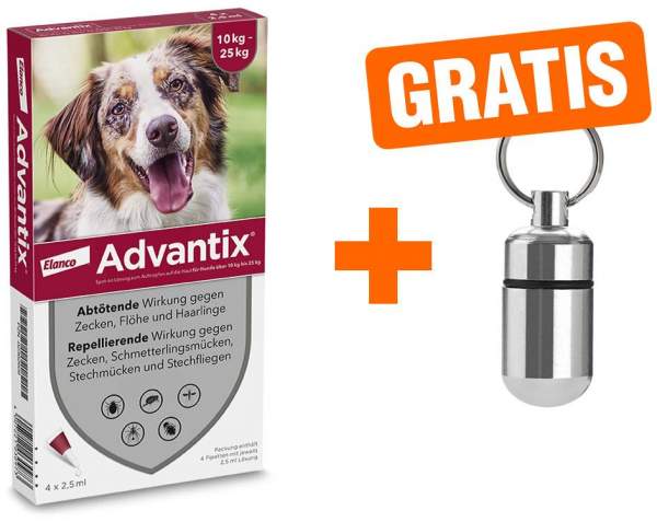 Advantix Spot-On Hund 10-25 kg 4 x 2,5 ml Lösung + gratis Adresskapsel