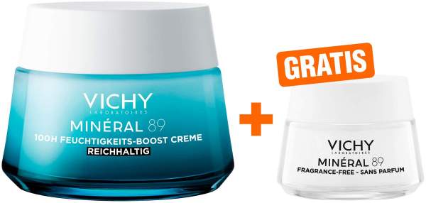 Vichy Mineral 89 100h Feuchtigkeits Creme mit Duft 50 ml + gratis Vichy Mineral 89 72h Feuchtigkeits Boost 15 ml