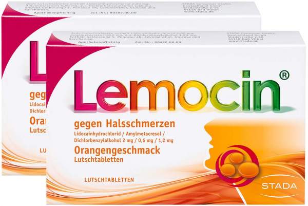Lemocin gegen Halsschmerzen mit Orangengeschmack 2 x 24 Lutschtabletten
