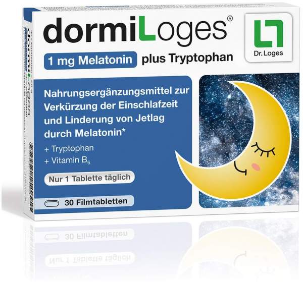 dormiLoges 1 mg Melatonin plus Tryptophan 30 Filmtabletten