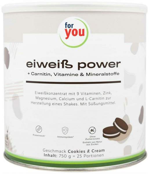 For You Eiweiß Power Cookies &amp; Cream 750 g Pulver