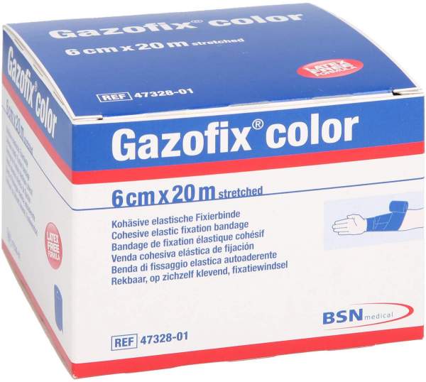 Gazofix color Fixierbinde kohäsiv 6 cm x 20 m blau 1 Stück