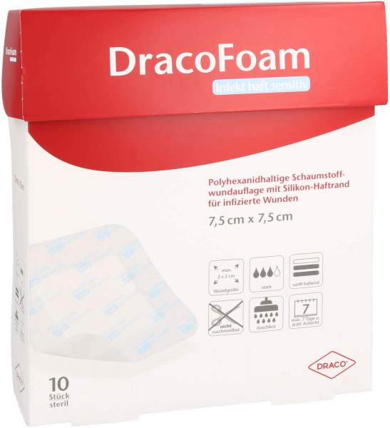 Dracofoam Infekt Haft Sensitiv Wundauf. 7,5 X 7,5 cm 10 Stück