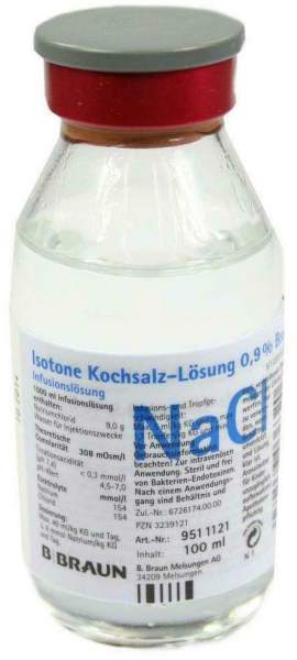 Kochsalzlösung 0,9% Glasflasche 100 ml Infusionslösung