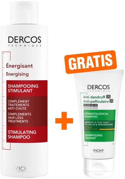 Vichy Dercos Vital Shampoo mit Aminexil 200 ml + gratis Dercos Anti Schuppen Shampoo trockene Kopfhaut 50 ml