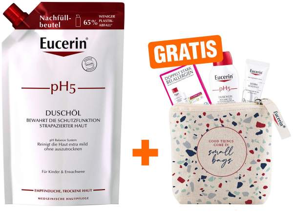 Eucerin pH5 Duschöl 400 ml Nachfüllbeutel empfindliche Haut + gratis Allergie Set