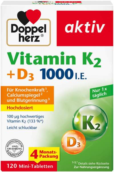 Doppelherz Aktiv Vitamin K2+d3 1000 I.E. 120 Tabletten