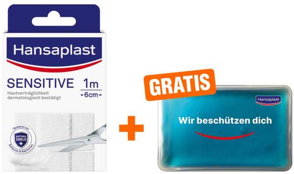 Hansaplast Sensitive 1 m x 6 cm + gratis Cool Pack 1 Stück