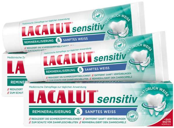 Lacalut sensitiv Reminalisierung &amp; Sanftes Weiß Zahncreme 2 x 75 ml