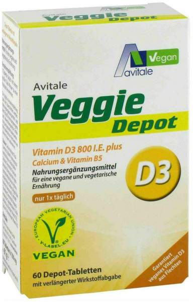 Veggie Depot Vitamin D3 800 I.E. Plus Calcium Plus B5 60 Tabletten