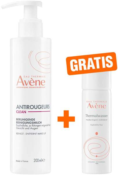 Avene Antirougeurs Clean beruhigende Reinigungsmilch 200 ml + gratis Thermalwasser Spray 50 ml