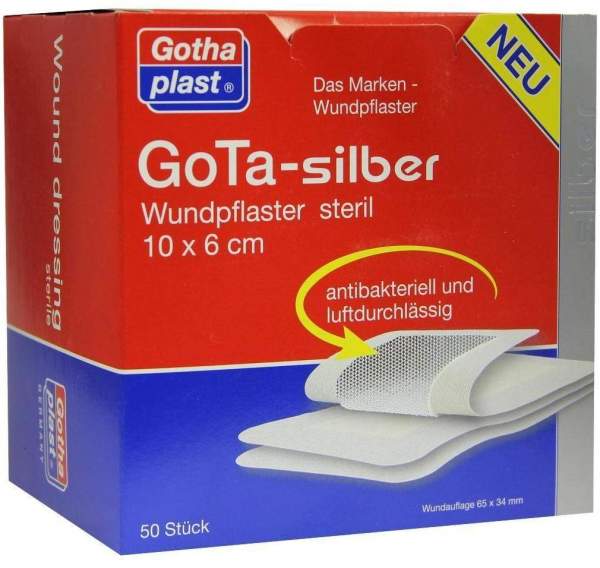 Gota Silber Wundpflaster 10x6cm Steril 50 Pflaster