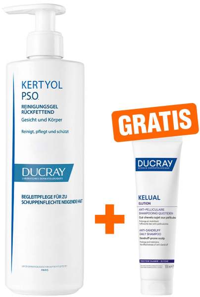 Ducray Kertyol PSO Reinigungsgel rückfettend 400 ml + gratis Elution ausgl. Shampoo 100 ml
