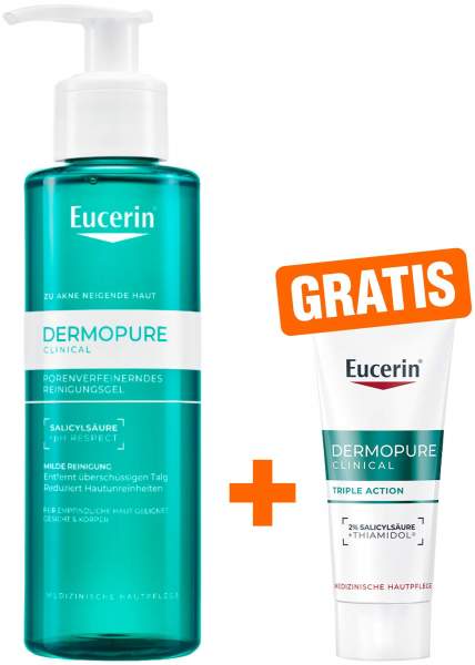 Eucerin DermoPure Clinical Reinigungsgel 200 ml + gratis Eucerin DermoPure Clinicial Triple Action 7 ml Serum