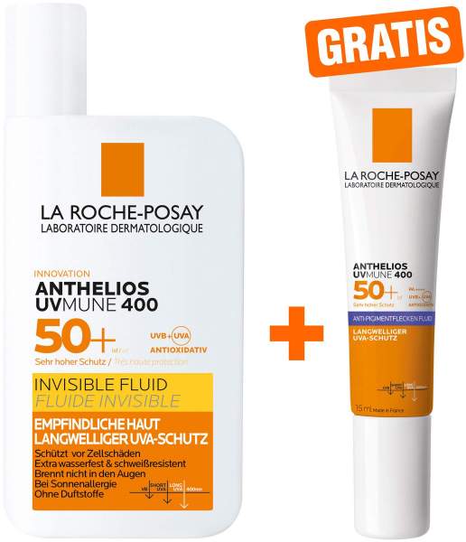 La Roche Posay Anthelios Invisible UVMune 400 LSF 50+ 50 ml Fluid + La Roche Posay gratis Anti-Pigment Fluid 15 ml