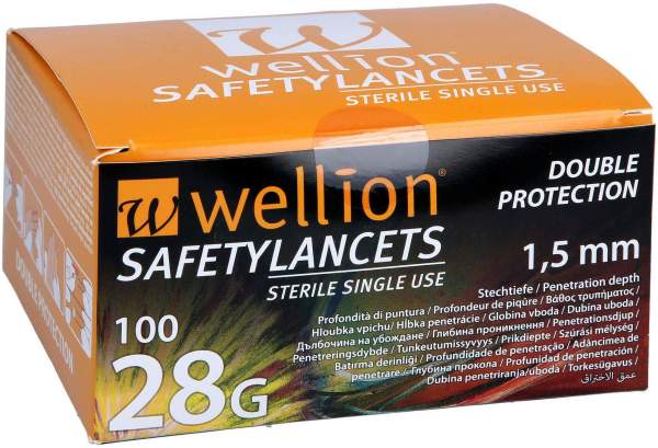 Wellion Safetylancets 28 G Sicherheitseinmallanz. 100 Stück