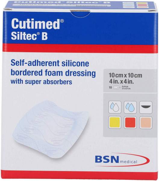 Cutimed Siltec B Schaumverb.10 X 10 cm M.Haftr. 10 Stück