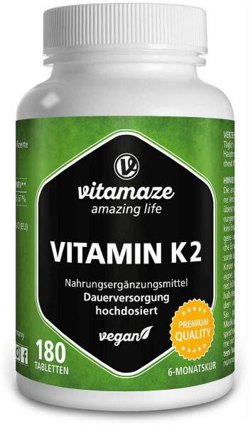 Vitamin K2 200 m63g Hochdosiert Vegan 180 Tabletten