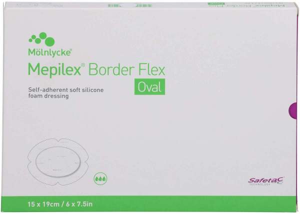 Mepilex Border Flex Schaumverband Haftend 15 X 19 cm Oval 5 Stück