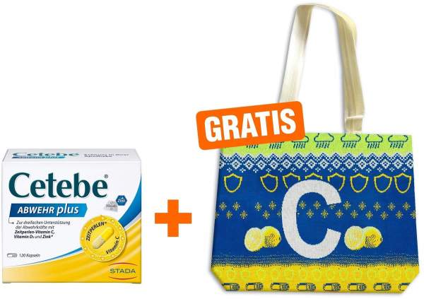 Cetebe Abwehr plus Vitamin C + Vitamin D3 + Zink Kapseln + gratis Tasche