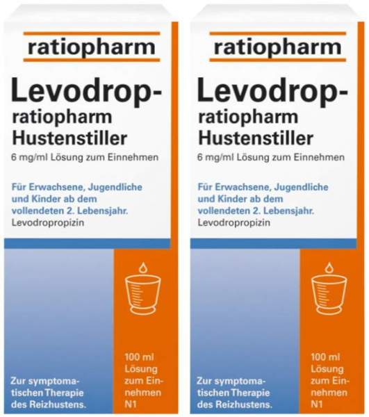 Levodrop-ratiopharm Hustenstiller 6 mg je ml 2 x 100 ml Lösung