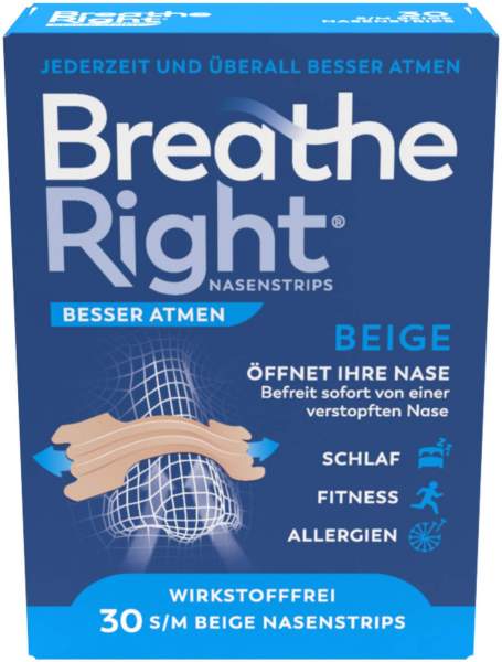 Besser Atmen Breathe Right 30 Nasenpflaster normal beige