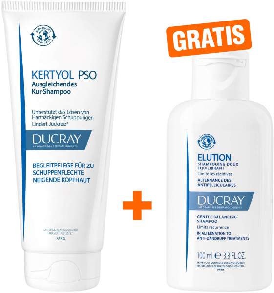 Ducray Kertyol PSO Kur-Shampoo 200 ml + gratis Ducray Elution 100 ml