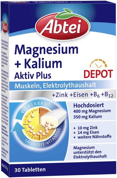Abtei Magnesium + Kalium Depot 30 Tabletten