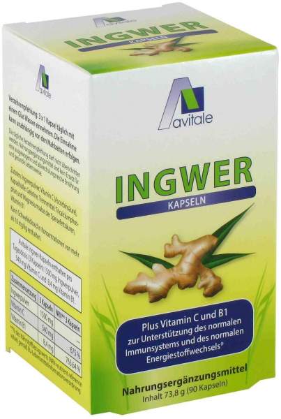 Ingwer 500 mg Kapseln + Vitamin B1 + C 90 Kapseln