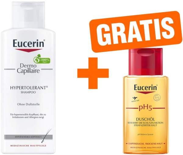 Eucerin Dermo Capillaire hypertolerant Shampoo 250 ml + gratis pH5 Duschöl 100 ml